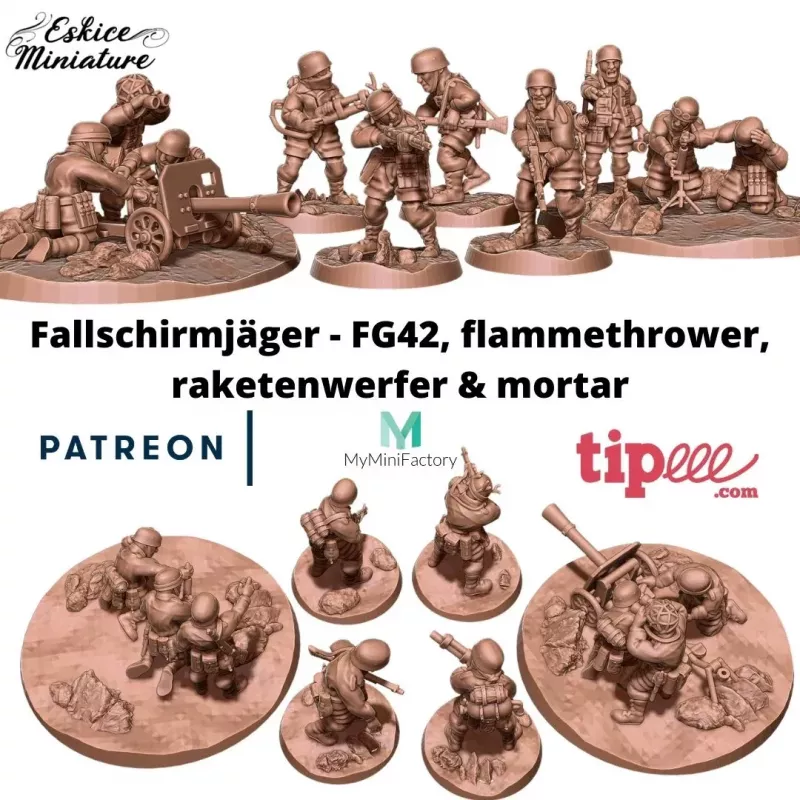 Raketenwerfer, mortier, lance flamme et FG42 Fallschirmjäger