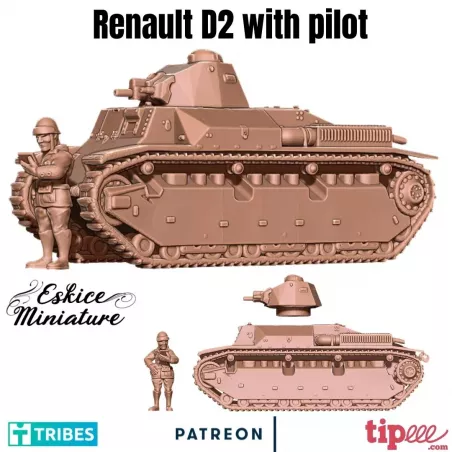 Char Renault D2 avec Pilote