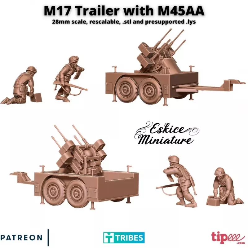 Remorque M17 et M45AA avec 2 Servants