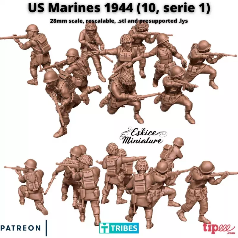 10 Figurines US Marines - Débarquement 1944 - série 1