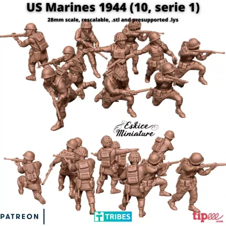 10 Figurines US Marines - Débarquement 1944 - série 1