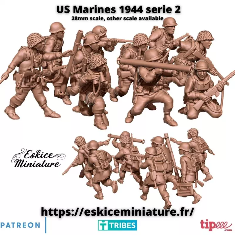 10 Figurines US Marines - Débarquement 1944 - série 2