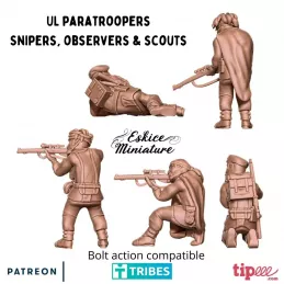 5 britische Fallschirmjäger mit Scharfschützengewehren in 15 mm, 20 mm, 28 mm