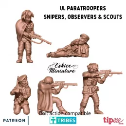 5 britische Fallschirmjäger mit Scharfschützengewehren in 15 mm, 20 mm, 28 mm