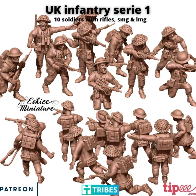 10 Figurines de l'Infanterie Anglaise