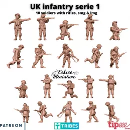 10 Britische Infanterie Miniaturen in 15mm, 20mm, 28mm