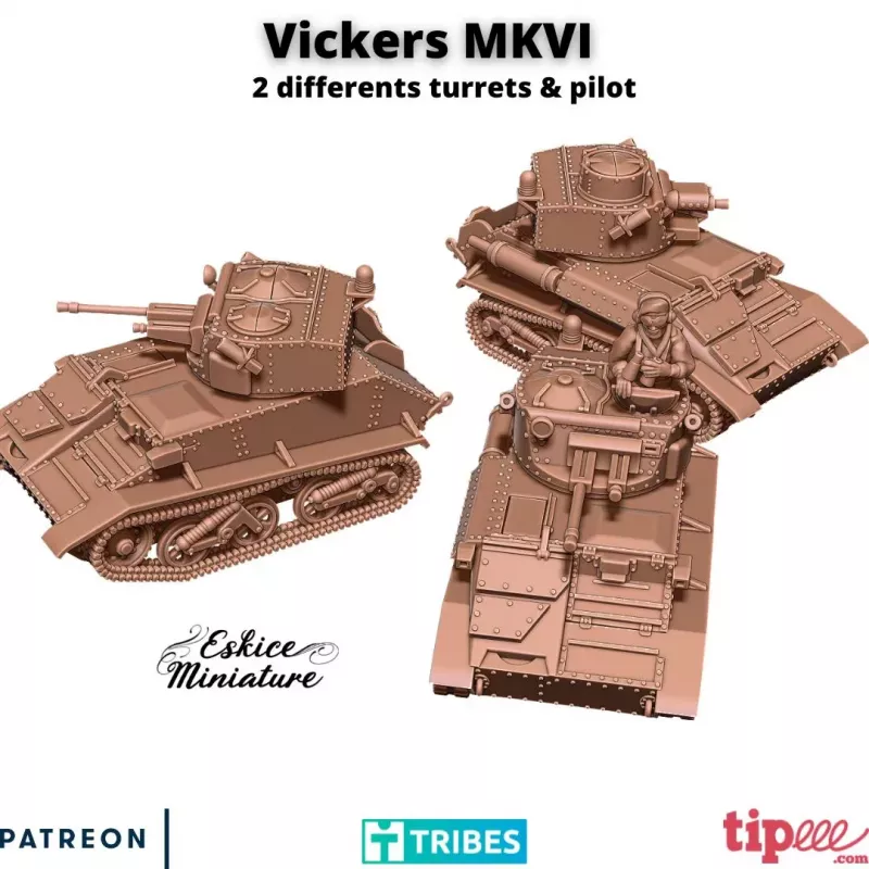 Tank Vickers MKVI B & C avec chef de char