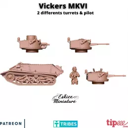 Miniatur eines Vickers MKVI B&C Panzers in 15mm, 20mm, 28mm
