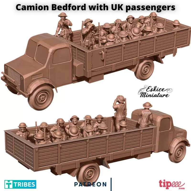 Camion Bedford avec 8 Passagers Anglais
