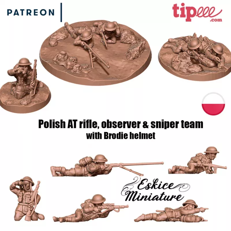 Équipe de Fusil AT Polonais avec Soldats en Casque Brodie