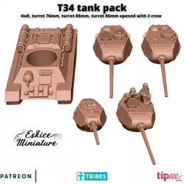 Miniatura de un tanque ruso T34 en 15 mm, 20 mm, 28 mm