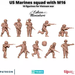 Set de 10 figuras de marines de EE. UU. con M16 en 15 mm, 20 mm, 28 mm