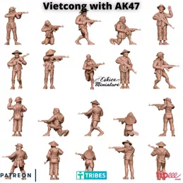 Set de 10 figuras del Vietcong con AK47 15mm, 20mm, 28mm