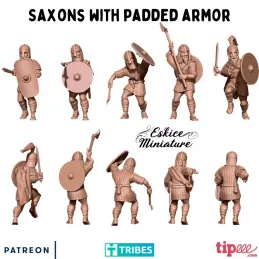 Set mit 5 sächsischen Soldaten in gesteppter Rüstung 15mm, 20mm, 28mm