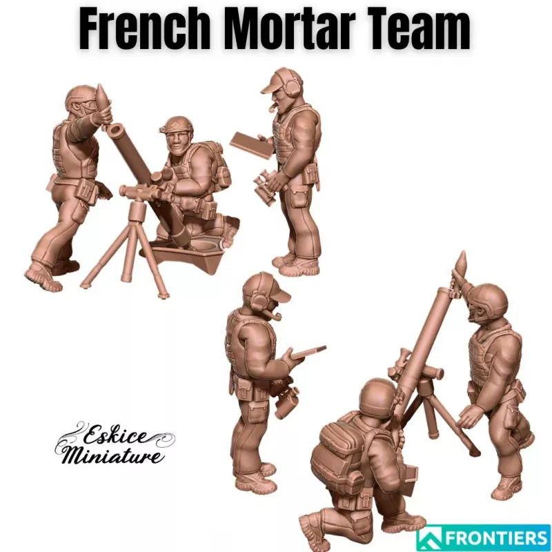3 Soldats Français avec Mortier