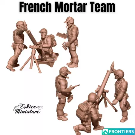 3 Soldats Français avec Mortier